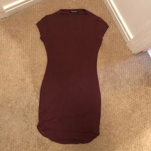 Maroon fashion nova body con dress